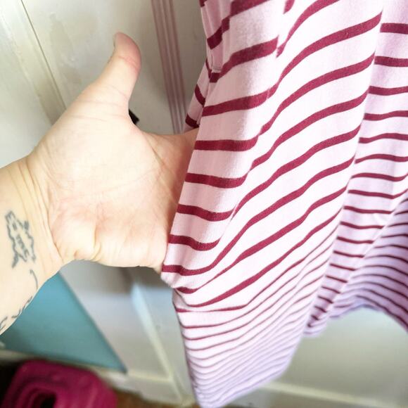 Draper James T-Shirt Dress Tie Waist Dark Pink Mariner Stripe Size XXL Preppy - Picture 6 of 15